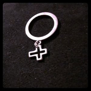 Silver Cross Charm Ring